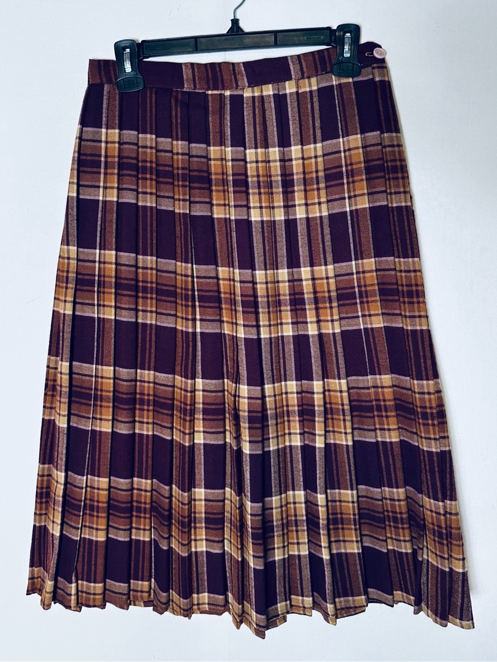 Vintage Preppy Plaid Tartan Pleated High Waist Midi Skirt S Academia Coquette